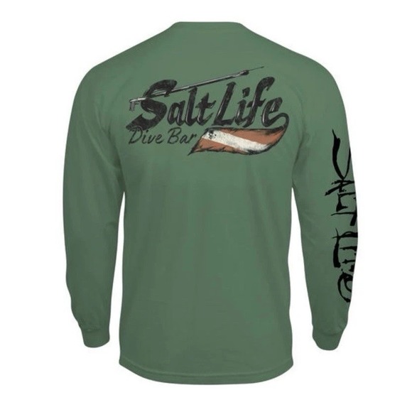 Salt Life Other - Mens Salt Life Salty Dive Bar Green Graphic Long Sleeve T-Shirt - Small- NWT